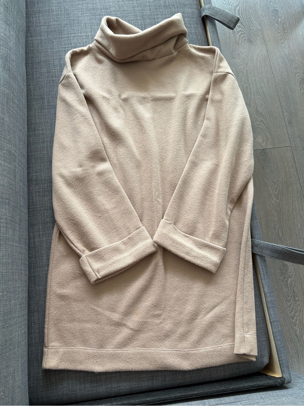 Zara Beige Cowl Neck Long Sleeve Sweater Dress